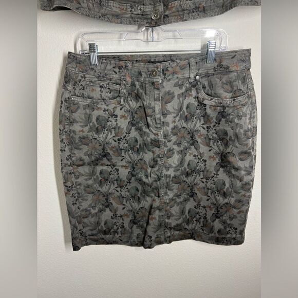 Bonita Germany Bohemian Floral Print Denim Set Jacket 46 EU + Skirt 42 EU Gray - Picture 5 of 16